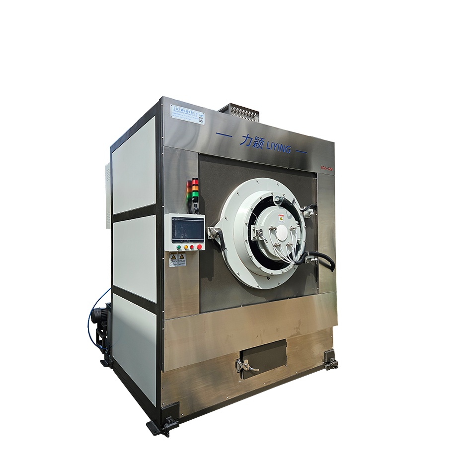 Industrial washer extractor and commercial tumble dryer bank in textile processing plant