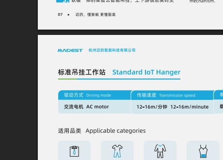 Standard IoT Hanger System workstation layout in textile facility